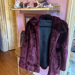 Burgundy faux fur jacket